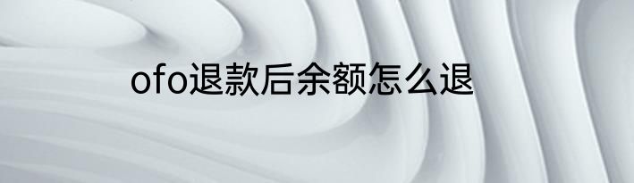 ofo退款后余额怎么退