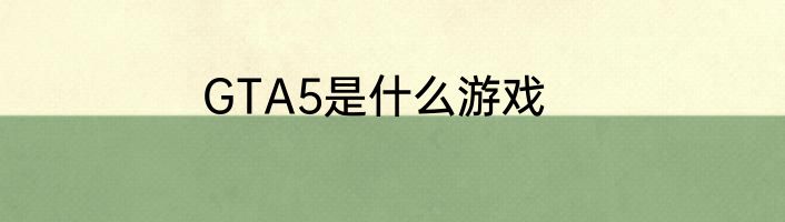 GTA5是什么游戏