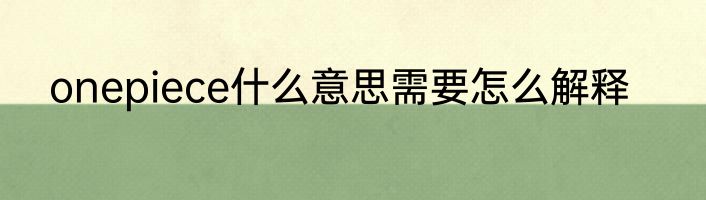 onepiece什么意思需要怎么解释