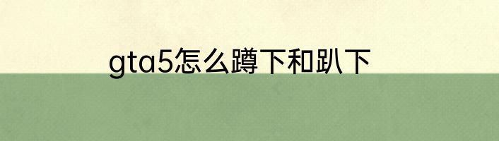 gta5怎么蹲下和趴下
