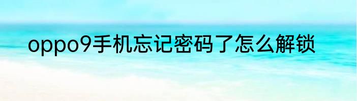 oppo9手机忘记密码了怎么解锁