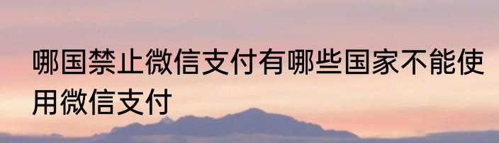 哪国禁止微信支付有哪些国家不能使用微信支付
