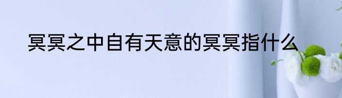 冥冥之中自有天意的冥冥指什么