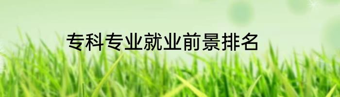 专科专业就业前景排名