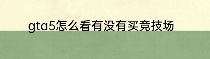gta5怎么看有没有买竞技场