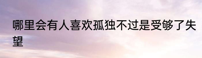 哪里会有人喜欢孤独不过是受够了失望
