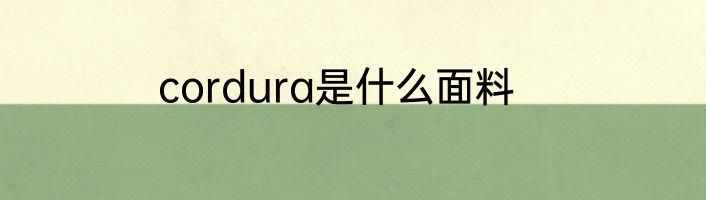 cordura是什么面料
