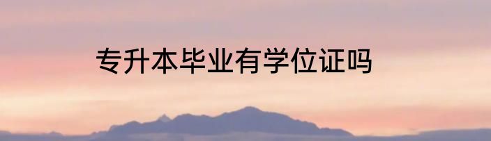 专升本毕业有学位证吗