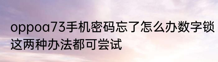 oppoa73手机密码忘了怎么办数字锁这两种办法都可尝试