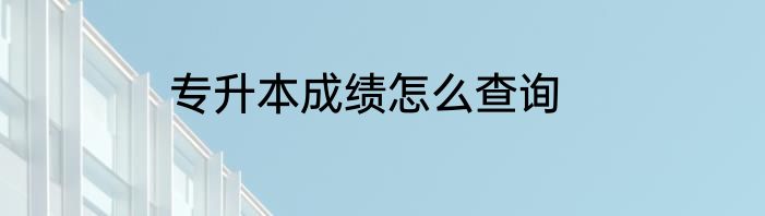 专升本成绩怎么查询