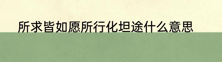 所求皆如愿所行化坦途什么意思