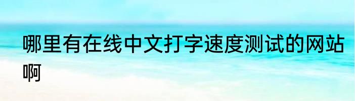 哪里有在线中文打字速度测试的网站啊