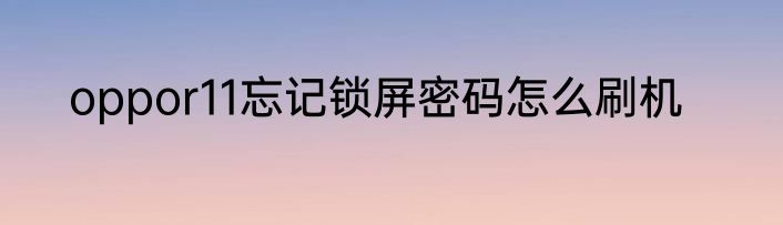 oppor11忘记锁屏密码怎么刷机