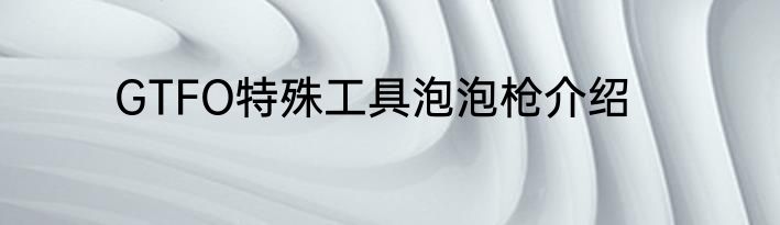 GTFO特殊工具泡泡枪介绍