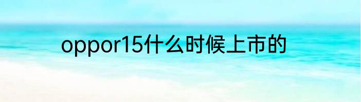 oppor15什么时候上市的