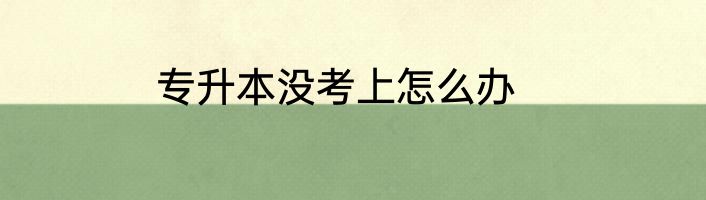 专升本没考上怎么办