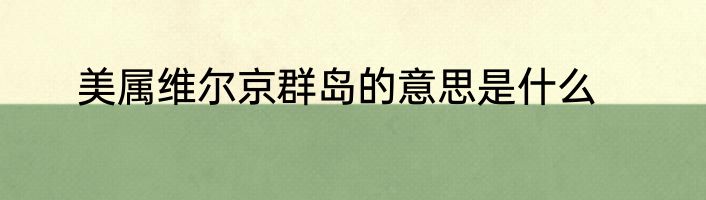 美属维尔京群岛的意思是什么