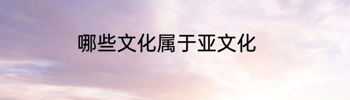哪些文化属于亚文化