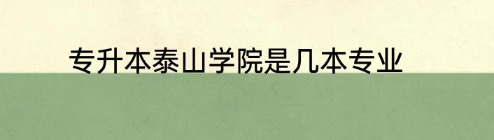 专升本泰山学院是几本专业