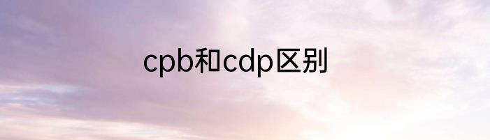 cpb和cdp区别