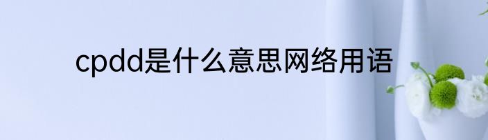 cpdd是什么意思网络用语