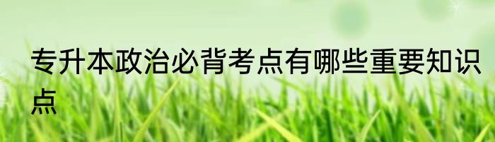 专升本政治必背考点有哪些重要知识点