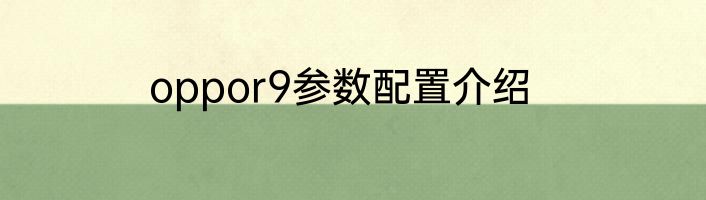 oppor9参数配置介绍