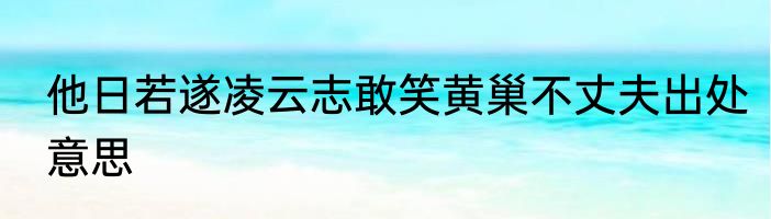 他日若遂凌云志敢笑黄巢不丈夫出处意思