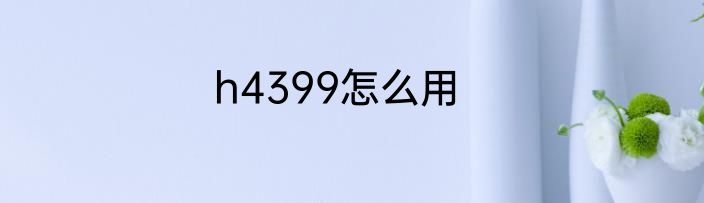h4399怎么用