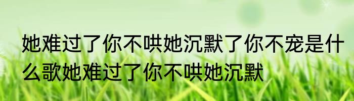 她难过了你不哄她沉默了你不宠是什么歌她难过了你不哄她沉默