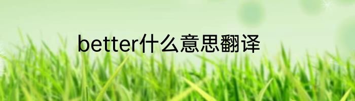 better什么意思翻译