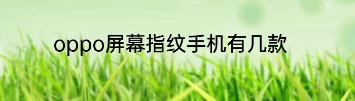 oppo屏幕指纹手机有几款