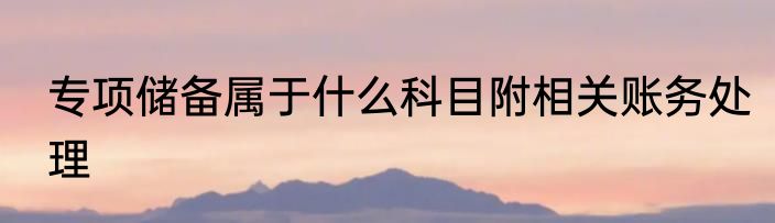 专项储备属于什么科目附相关账务处理
