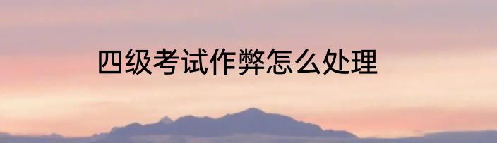 四级考试作弊怎么处理