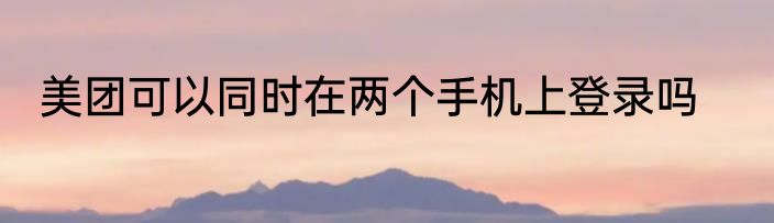 美团可以同时在两个手机上登录吗