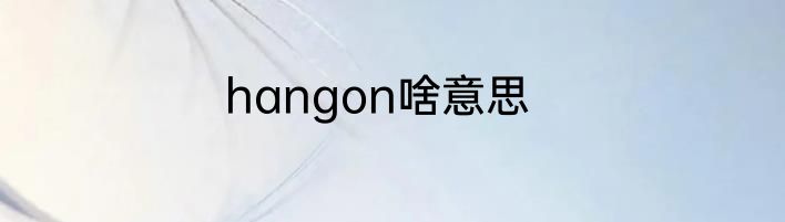 hangon啥意思