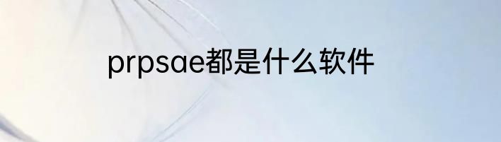 prpsae都是什么软件
