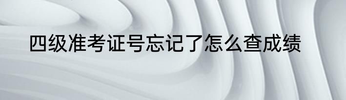 四级准考证号忘记了怎么查成绩