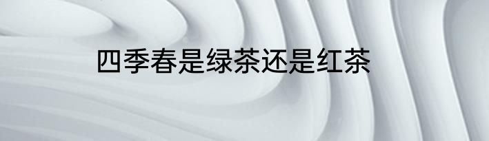 四季春是绿茶还是红茶