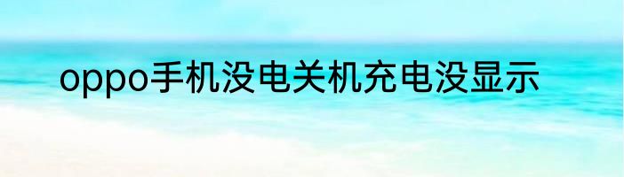 oppo手机没电关机充电没显示