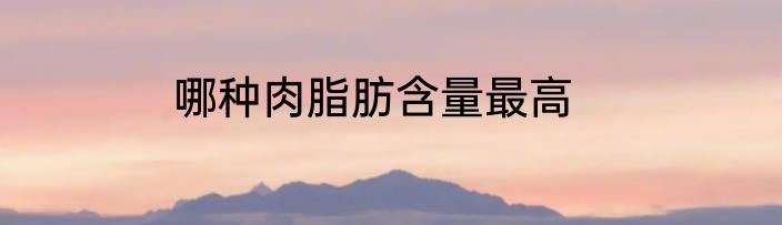 哪种肉脂肪含量最高