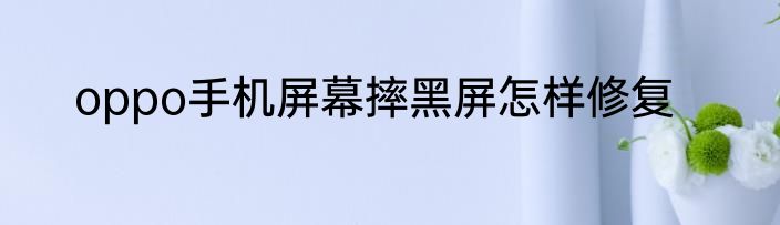 oppo手机屏幕摔黑屏怎样修复