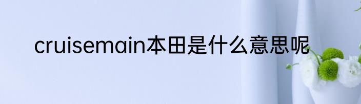 cruisemain本田是什么意思呢