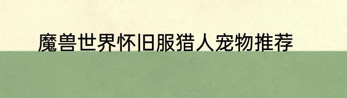 魔兽世界怀旧服猎人宠物推荐