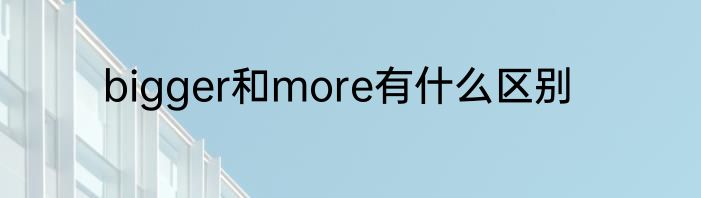 bigger和more有什么区别