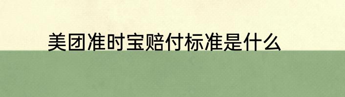 美团准时宝赔付标准是什么