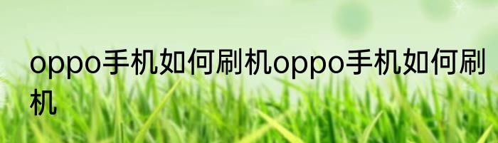 oppo手机如何刷机oppo手机如何刷机