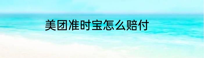美团准时宝怎么赔付