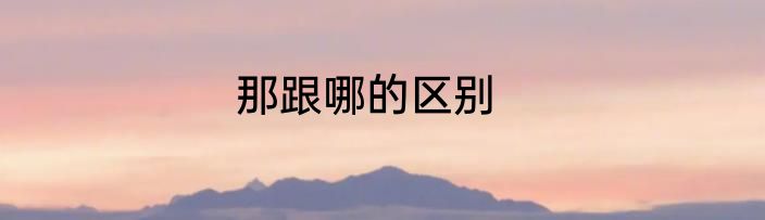 那跟哪的区别
