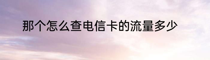 那个怎么查电信卡的流量多少